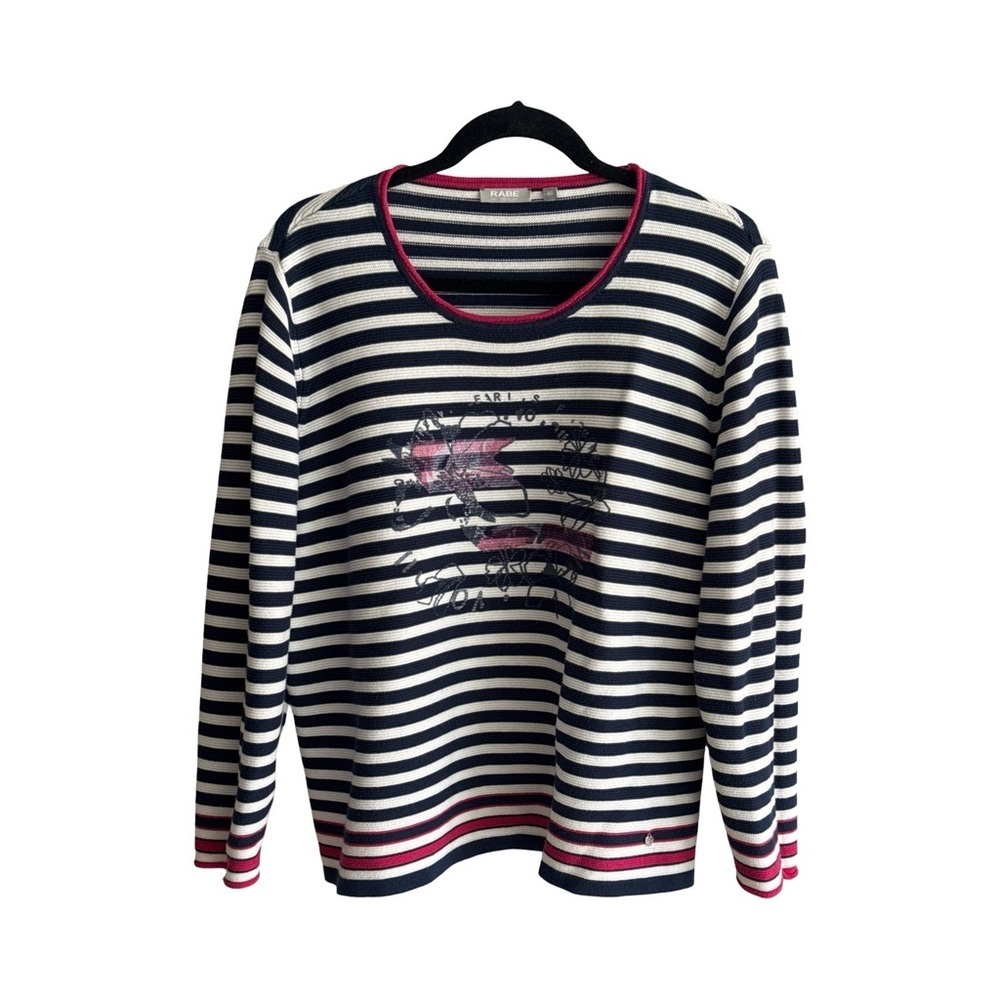 Rabe Stripe Knit Sweater Navy and White